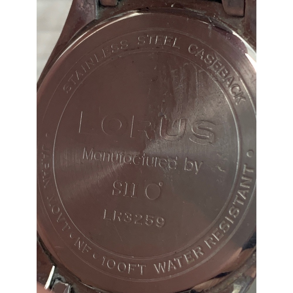 Lorus Mens Watch Two Tone Stainless Steel Black Dial Date LR3259 100FT Water Res - Picture 6 of 7